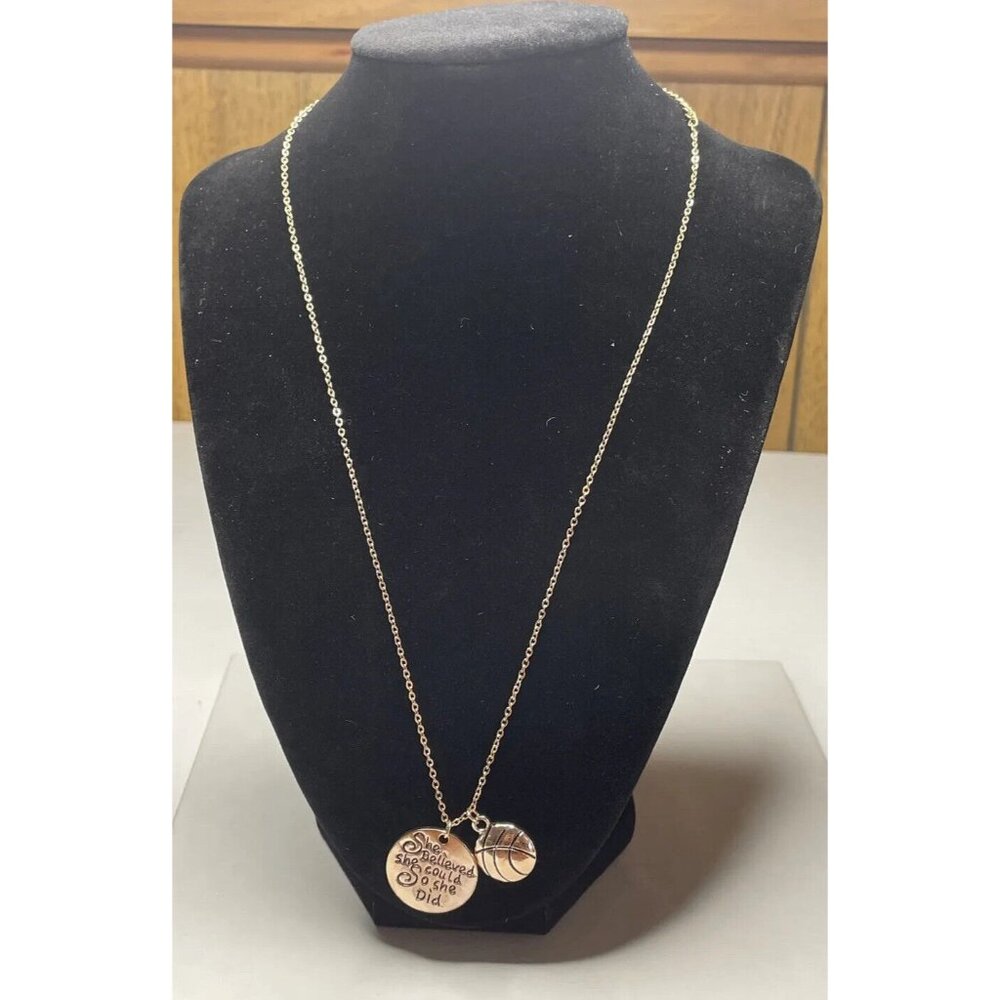 stainless‎ steel necklace basketball gold tone Charms